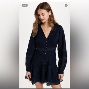 Veronica Beard Addilyn Navy Blue Long Sleeve Dress